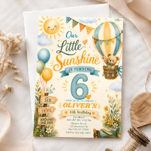 Invitation Notre Petit Soleil Fait 6 Ans Teddy Montgolfière 