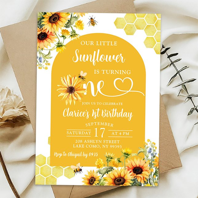 Invitation Notre Petit Tournesol Tourne Un Anniversaire De Mi (Créateur téléchargé)