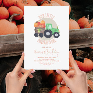 Invitation Notre petit tracteur Citrouille 1er anniversaire