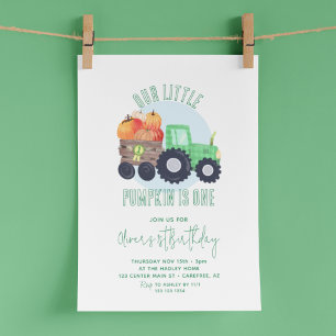 Invitation Notre petit tracteur Citrouille garçon 1er anniver