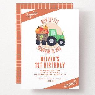 Invitation Notre Petit Tracteur de Citrouille 1er Anniversair