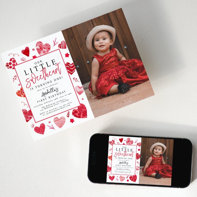Invitation Notre petite amoureuse Enfants Photo Anniversaire (Créateur téléchargé)