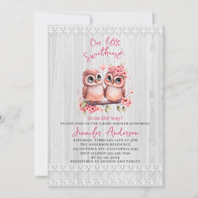 Invitation Notre petite amoureuse est sur le chemin du baby s (Devant)