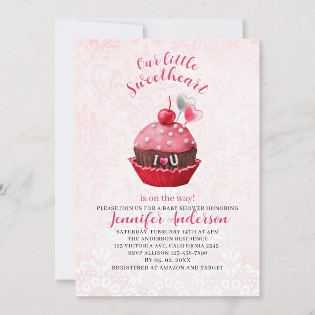 Invitation Notre petite amoureuse est sur le chemin du baby s (Devant)
