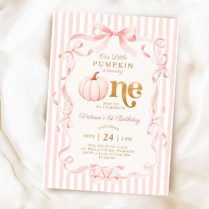Invitation Notre petite citrouille Ruban rose 1er anniversair