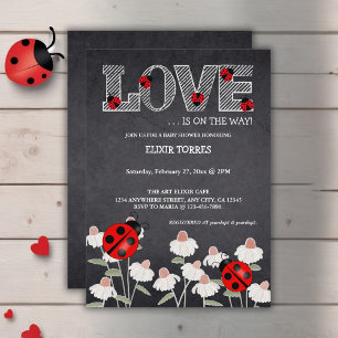 Invitation Notre petite coccinelle tableau noir Baby Shower