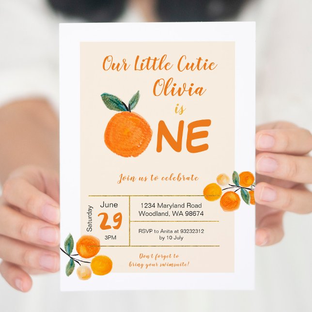 Invitation Notre petite cuite orange 1er anniversaire (Créateur téléchargé)