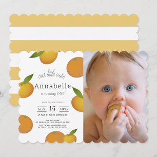 Invitation Notre petite Cutie Citrus Orange Photo 1er anniver