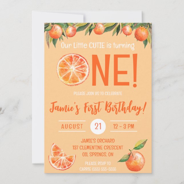 Invitation Notre petite CUTIE en tourne un ! Premier annivers (Devant)