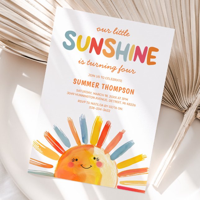 Invitation Notre petite fête Anniversaire de enfant Sunshine (Créateur téléchargé)