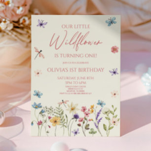 Invitation Notre petite fête d'anniversaire de fleur sauvage