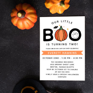 Invitation Notre petite fête d'anniversaire Halloween blanche