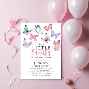 Invitation Notre petite fête d'anniversaire Papillon