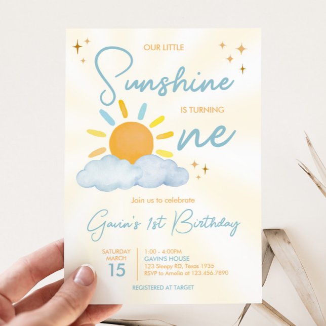 Invitation Notre petite fête d'anniversaire Sunshine (Little Sunshine Birthday Party Invitation)