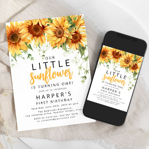 Invitation Notre petite fête d'anniversaire Tournesol