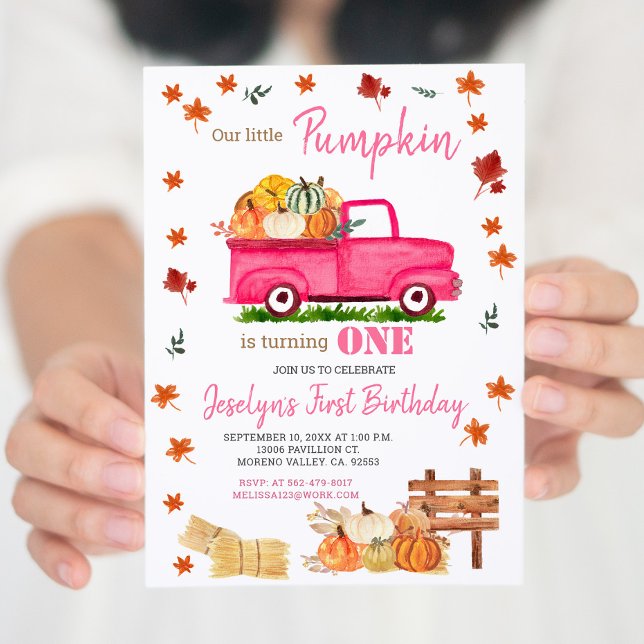 Invitation Notre petite fille Citrouille premier anniversaire (Créateur téléchargé)