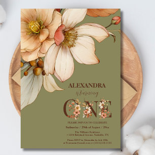 Invitation Notre petite fille fleur sauvage 1er anniversaire