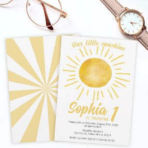 Invitation Notre petite fille soleil premier anniversaire Inv