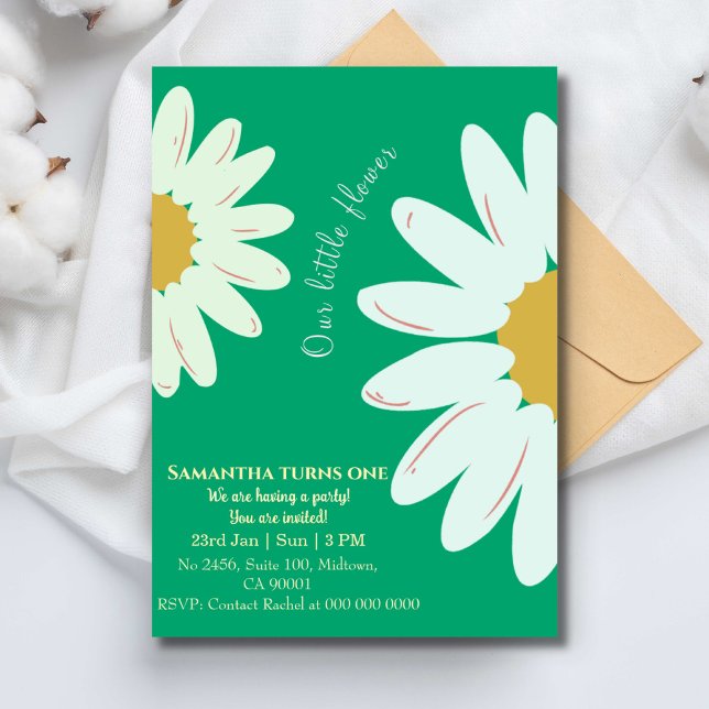 Invitation Notre petite fleur fait un anniversaire de jade fl (Créateur téléchargé)