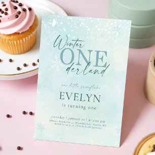 Invitation Notre petite flocon de neige Anniversaire Winter O