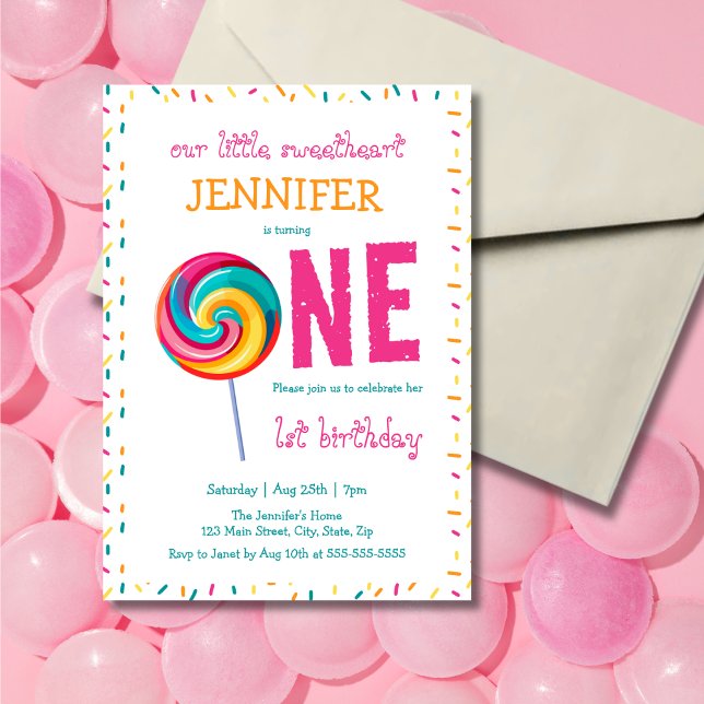 Invitation Notre petite lollipop amoureuse 1er anniversaire (Créateur téléchargé)