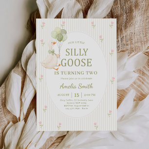 Invitation Notre petite oie sotte florale fête ses deux ans