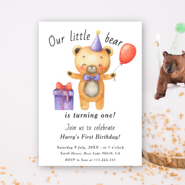 Invitation Notre Petite Ours Est En Train De Tourner Un Anniv (Créateur téléchargé)