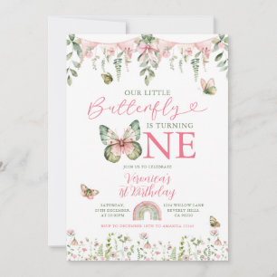 Invitation Notre petite papillon fête son 1er anniversaire fl