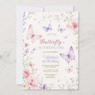 Invitation Notre petite papillon Wildflower fête son premier