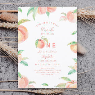 Invitation Notre petite pêche sucrée a un an, premier anniver