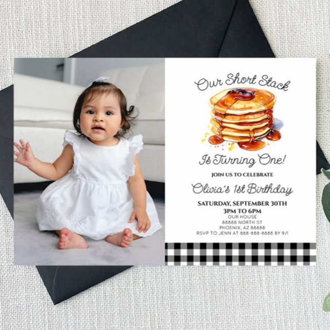 Invitation Notre petite pile Pancakes Petit-déjeuner Annivers (Créateur téléchargé)