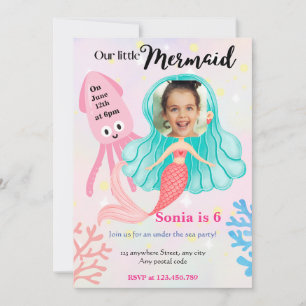 Invitation Notre petite sirène ! anniversaire sous la mer