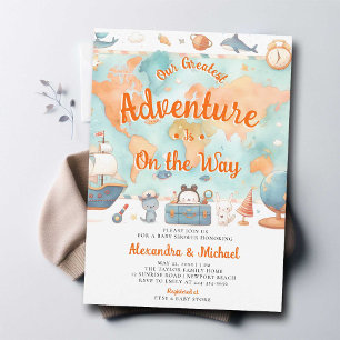 Invitation Notre plus grand Baby shower Neutre Coed Aventure