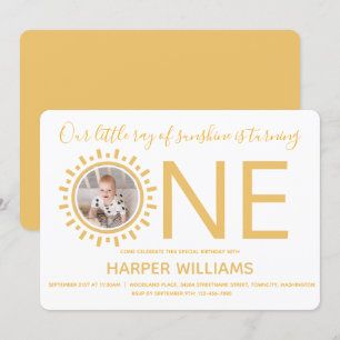 Invitation Notre rayon de soleil photo bébé premier anniversa