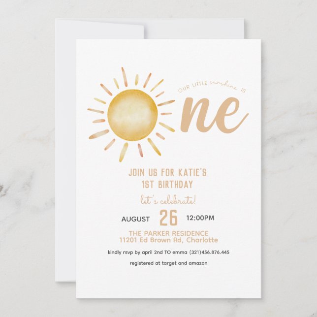 Invitation Notre soleil tourne à un anniversaire (Devant)