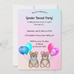 Invitation Nounours et ballons modifiables