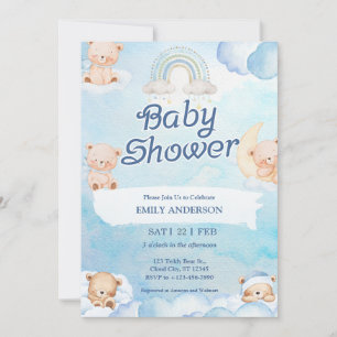 Invitation Nounours Ours en peluche scintillant Petite Étoile