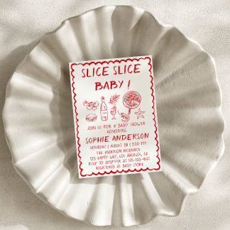 Invitation Nourriture italienne Tranche Tranche Bébé Pizza Fê