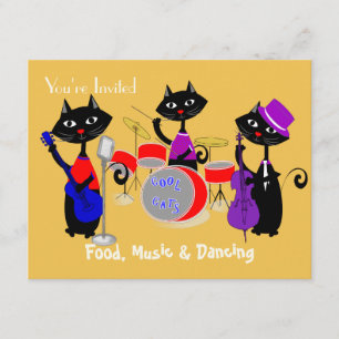 Invitation Nourriture Musique Et Danse Cool Fête Des Chats
