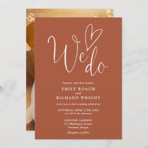 Invitation Nous aimons Coeur Photo Terracotta Mariage