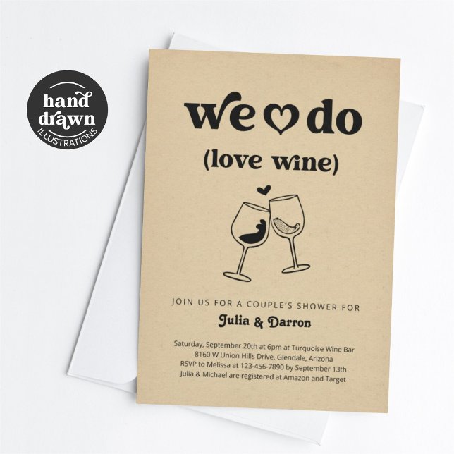 Invitation Nous aimons le vin Couples Wedding shower Fiançail (Créateur téléchargé)