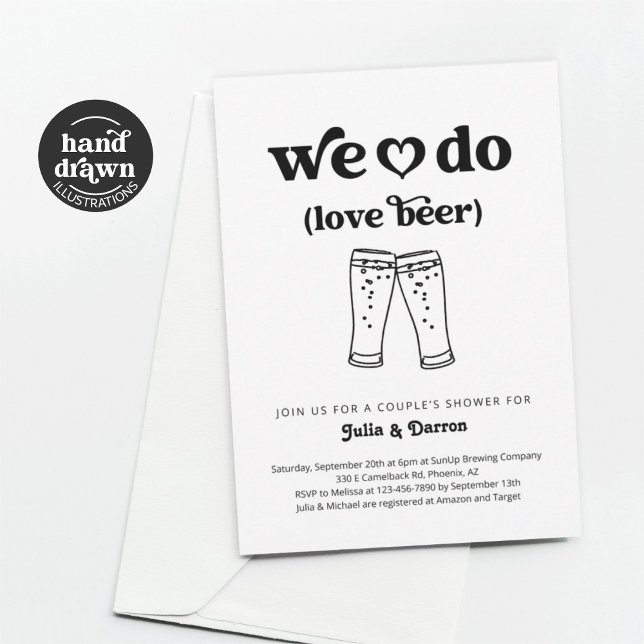 Invitation Nous aimons les couples de bières Fiançailles Wedd (Créateur téléchargé)