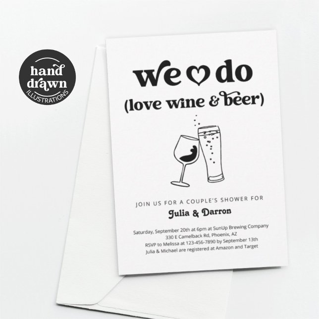 Invitation Nous Aimons Vin & Bière Couples Fiançailles douche (Créateur téléchargé)