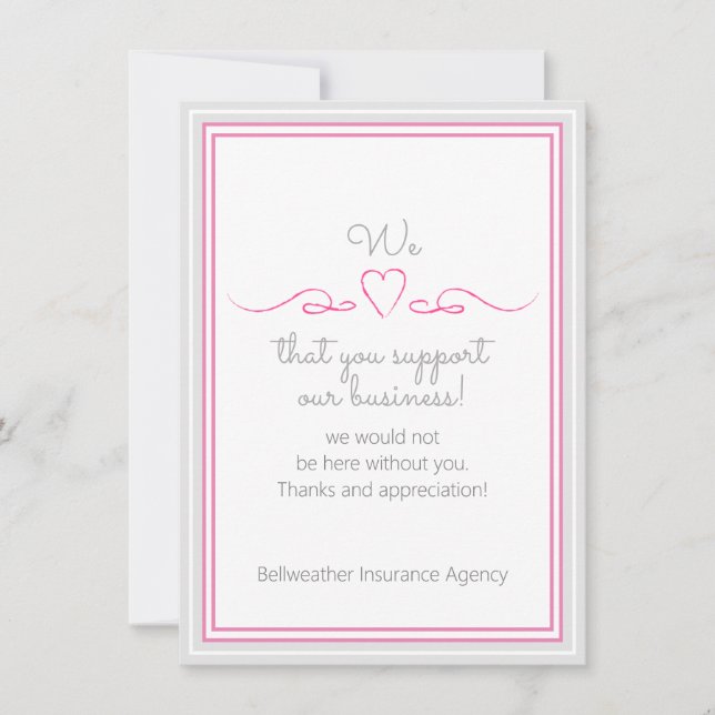 Invitation Nous aimons votre support Business Valentine's Day (Devant)