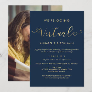 Invitation Nous allons Virtual Navy & Gold Mariage photo