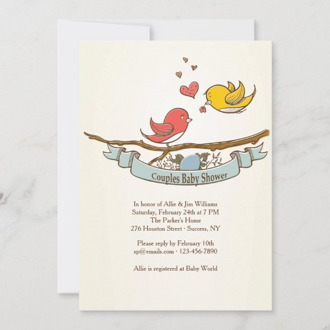 Invitation Nous attendons l'invitation Baby shower des couple (Devant)