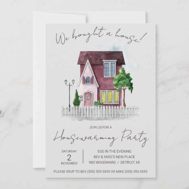 Invitation Nous avons acheté une maison ! Cute Aquarelle Ména (Devant)