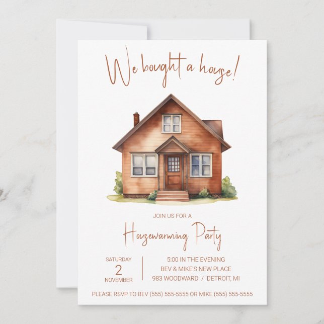 Invitation Nous avons acheté une maison ! Cute Aquarelle Ména (Devant)