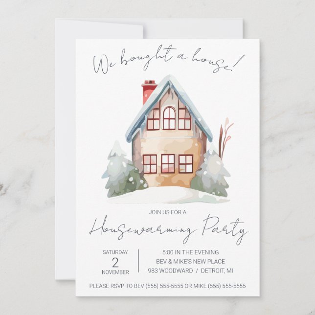 Invitation Nous avons acheté une maison ! Cute Aquarelle Ména (Devant)