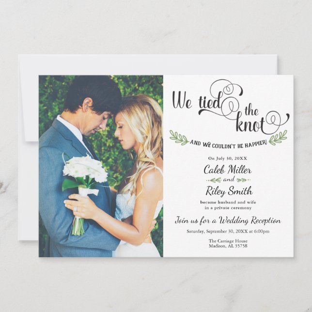 Invitation Nous avons attaché le noeud Mariage Réception (Devant)